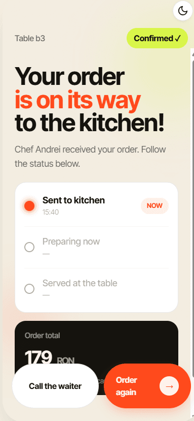 Customer order confirmation